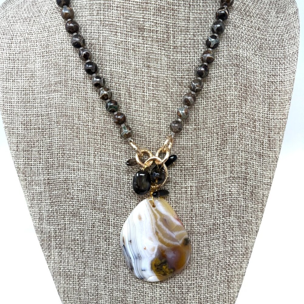 😍NEW Anita K Smokey Quartz and Agate Necklace